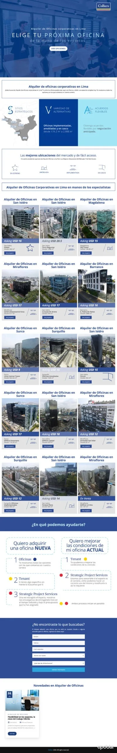 Colliers - Expertos en Oficinas — Landing Pages